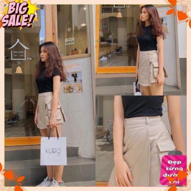 CHÂN VÁY PHỐI QUẦN KAKI - CHÂN VÁY CÓ TÚI | BigBuy360 - bigbuy360.vn