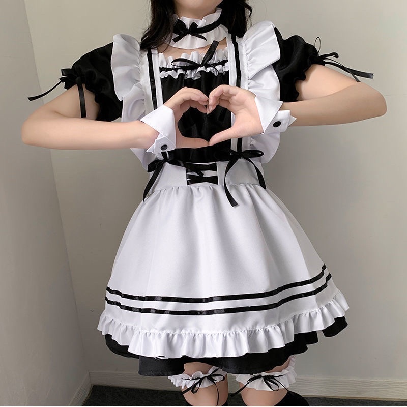 Sẵn Maid đen ngắn cosplay hầu gái #maid
