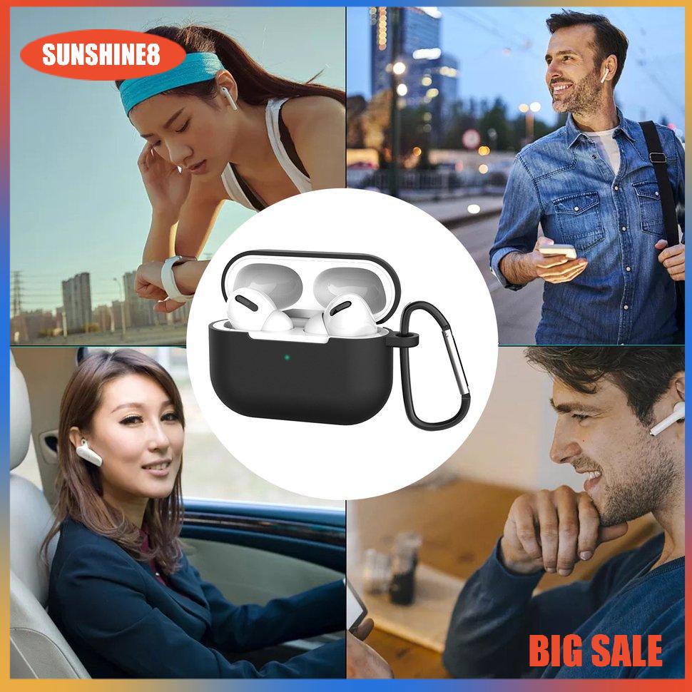 【SUN】For AIRPOD Pro Case Cover With Keychain Full Protective Rubber Skin Accessory