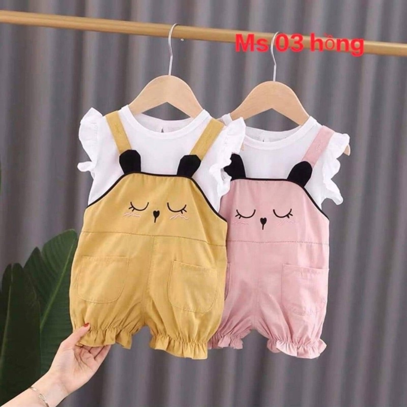 Áo yếm cho bé gái chất liệu cotton co giãn 4 chiều, Áo liền quần cho bé từ 2-6 tuổi