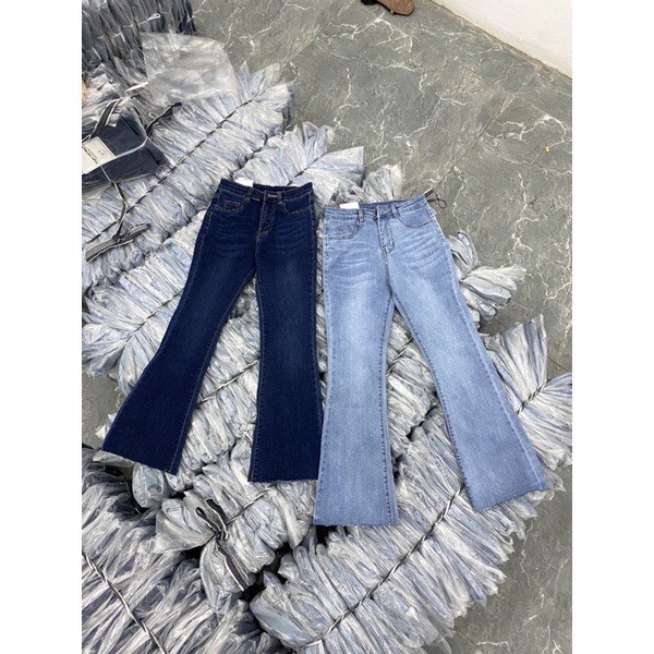 Quần jean nữ ống loe,quần bò loe cạp cao hack dáng chất jeans co giãn-MINXY SHOP