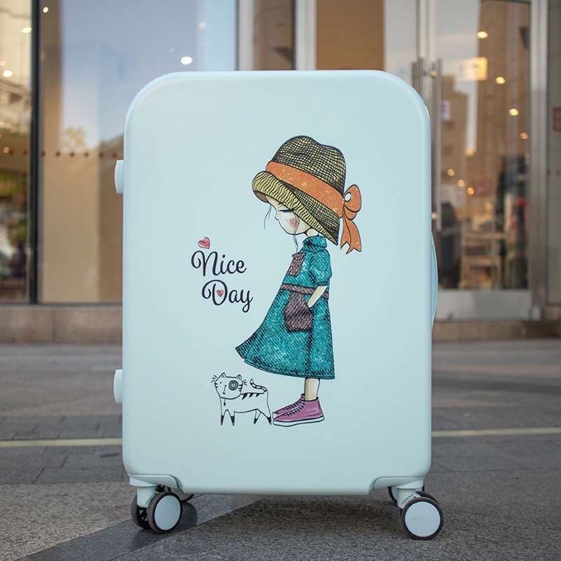 Vali du lịch hình cô gái Maruko dễ thương ,Valy kéo size 20 ,size 24 kèm cốp có bánh xe chất liệu cao cấp Rẻ - Bền - Đẹp