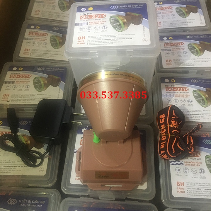 Đèn đội đầu G8 331, đèn pin đeo đầu siêu sáng chống nước