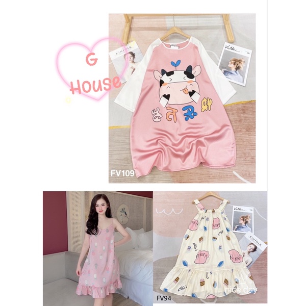 Đồ Ngủ Pijama Lụa Satin Váy Đầm Siêu Xinh, Mềm Mịn, Độc Lạ Khó Tìm, Sang Chảnh Hàn Quốc
