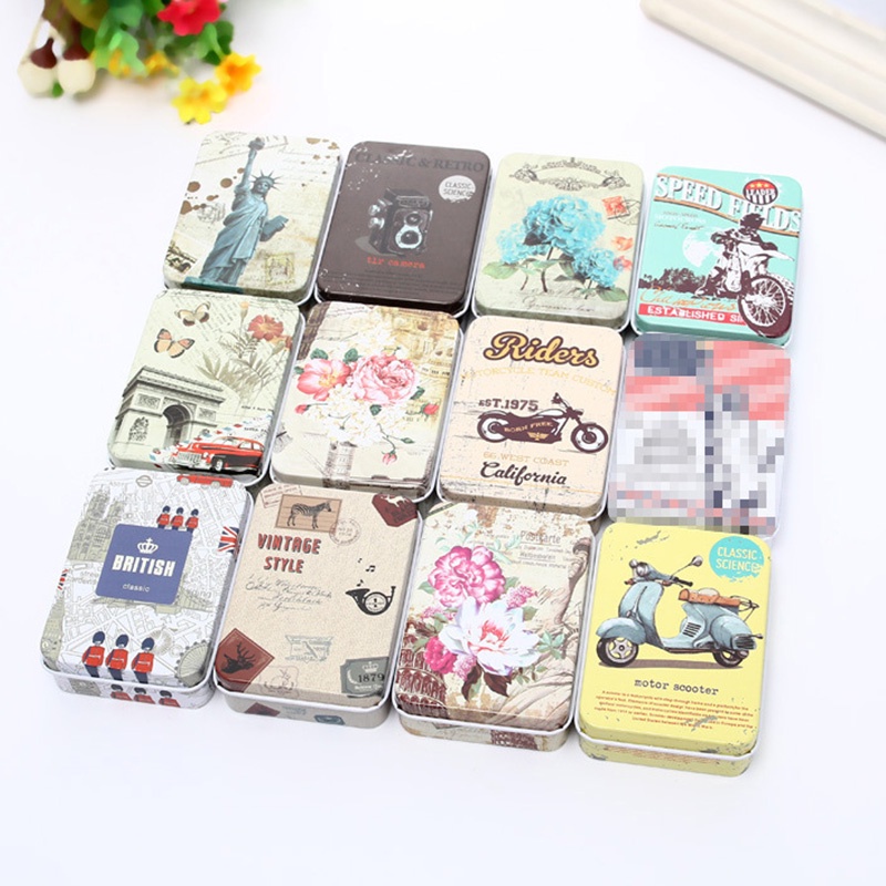 Hộp Thiếc Mini Đựng Đồ Họa Tiết Hoạt Hình Phong Cách Vintage