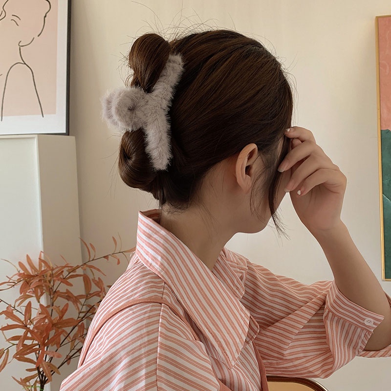 Set Kẹp Tóc Lông Nhung Dễ Thương Xinh Xắn Phong Cách Hàn Quốc Dành Cho Nữ