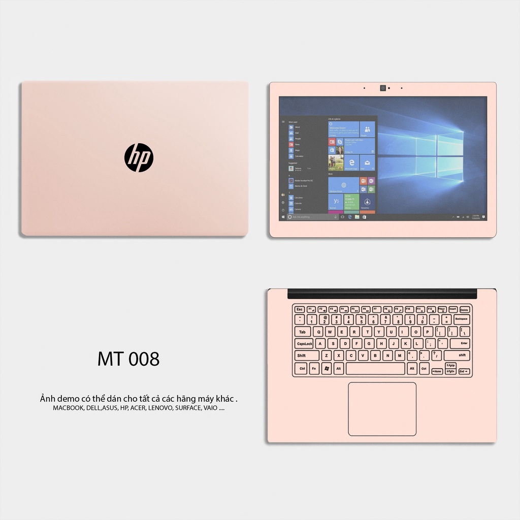 Skin Dán Laptop Mẫu Hồng Trơn - Miếng Dán Laptop Cắt Sẵn Theo Từng Model Máy