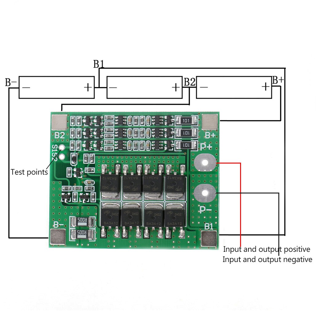 Bo mạch bảo vệ pin Lithium Kiss * 3S 11.1V 12.6V 25A W / cân bằng pin 18650 Li-ion Lithium