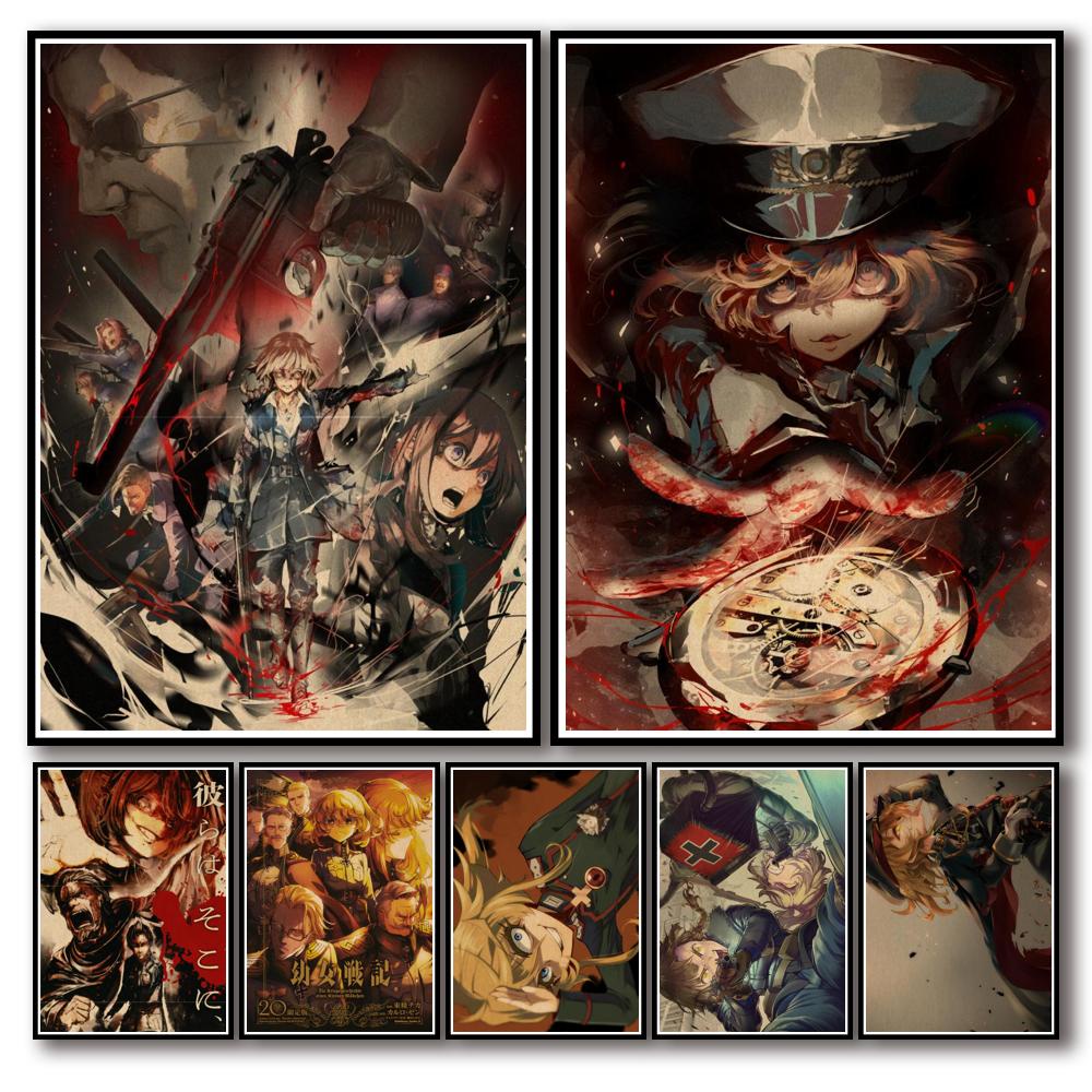 Tấm Áp Phích Dán Tường Trang Trí 50 Kiểu Hình Anime Saga of Tanya The Evil
