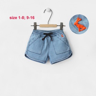 Quần short jean bé gái thêu thỏ cam Nexxi