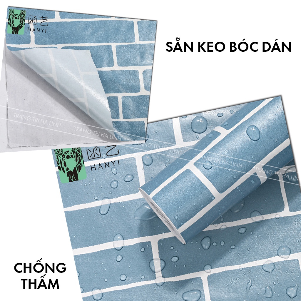 Giấy dán tường giả gạch 3d trắng đỏ , miếng dán tường giả gạch đủ mẫu sẵn keo cuộn 45cmx10m