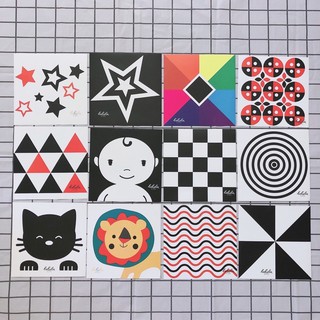 [QUÀ TẶNG] Bộ thẻ decal đen trắng dán tường kích thích thị giác cho trẻ sơ sinh lalala baby