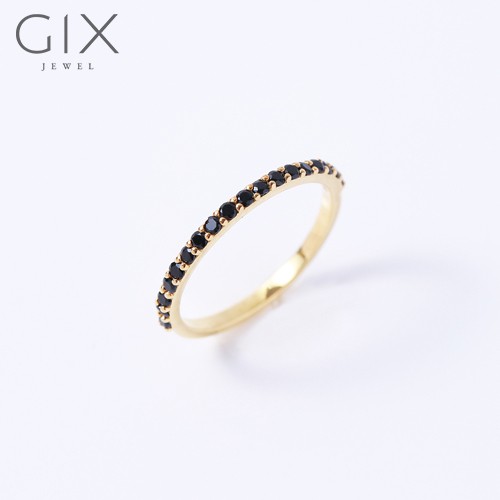 Nhẫn bạc nữ cá tính nửa hàng hột đá đen minimalism Gix Jewel SPGN16