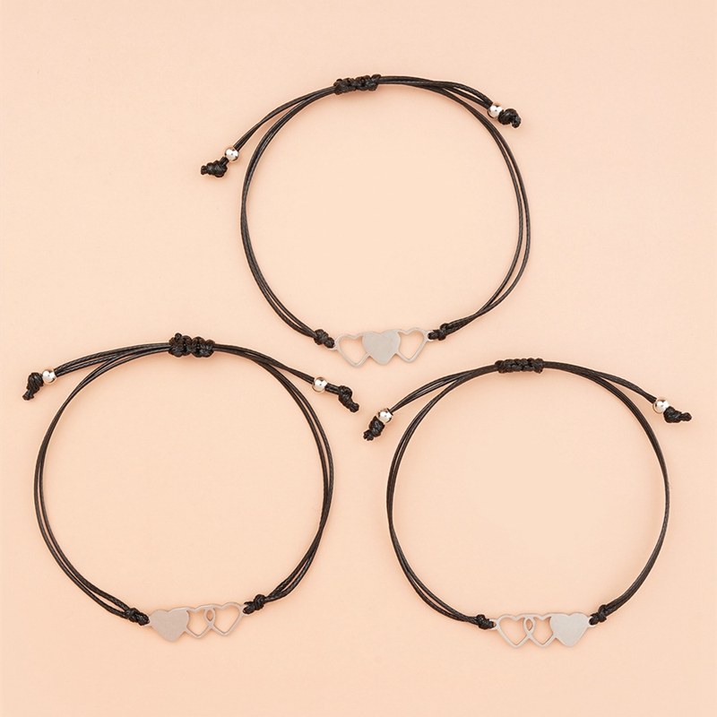 Vòng Tay Dây Bện Mặt Kim Loại Khắc Chữ Cho Đôi Bạn Thân