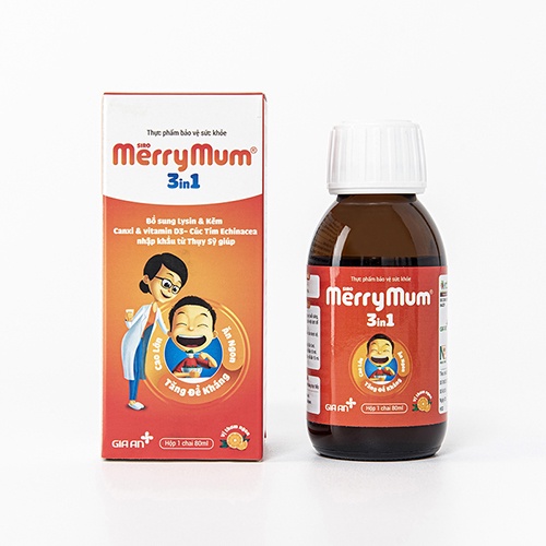 Siro MerryMum 3 in 1 Giúp trẻ ăn ngon miệng, tăng sức đề kháng - hộp 20 gói x 5ml