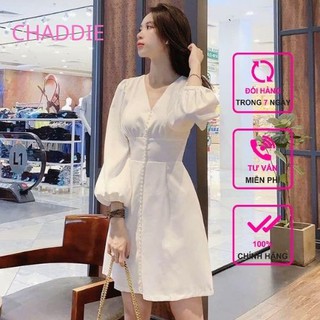 Đầm dự tiệc màu trắng cổ V Chaddie mã SP000004