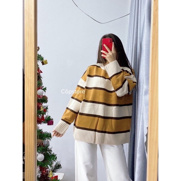 ÁO LEN SỌC NGANG DÁNG RỘNG