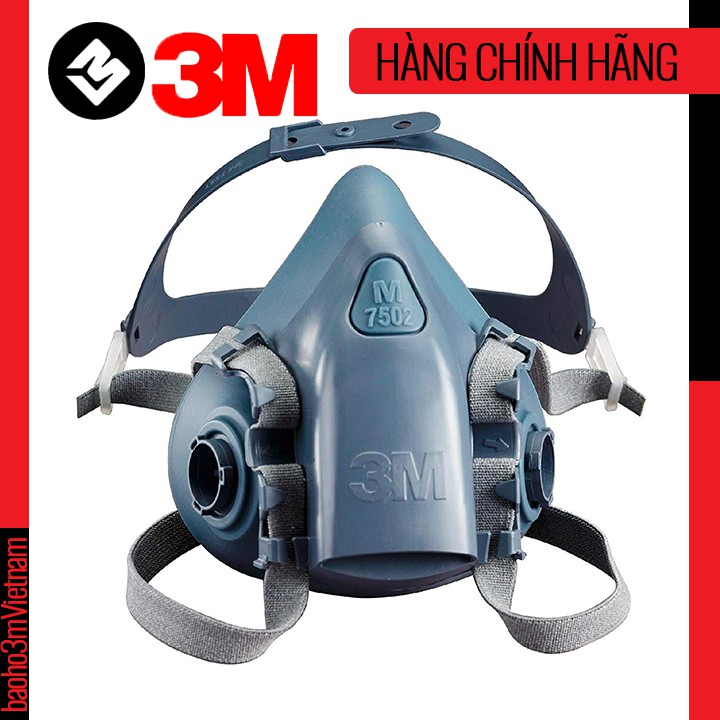 3M 7502 - mặt nạ phòng độc và hóa chất gồm: 1 Mặt nạ + 2 phin lọc 6001 + 2 phin lọc 2097 + 2 nắp giữ + 2 bông lọc