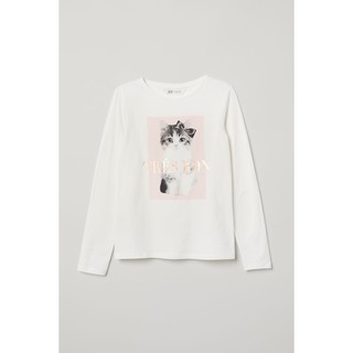 Áo mèo dài tay bé gái HM H&M size 1.5-2, 4-6 tuổi_hàng chính hãng authentic