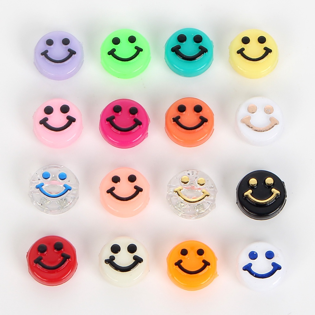Set 40 hạt nhựa 10mm họa tiết mặt cười dùng để làm đồ trang sức thủ công
