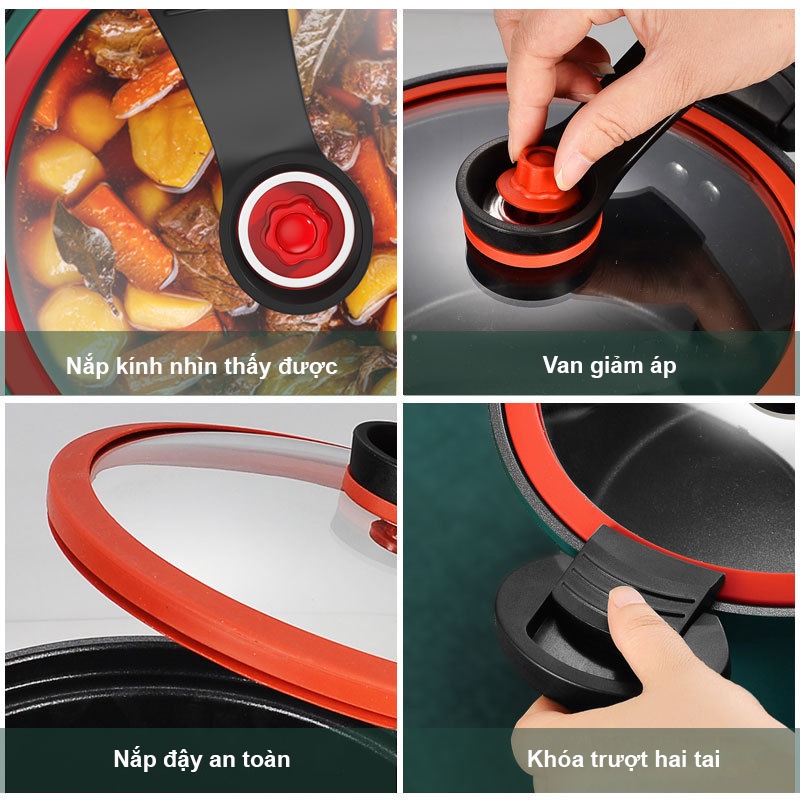 Nồi áp suất đa năng LOOX 24cm 3.5ml hầm gà hầm cháo siêu nhanh