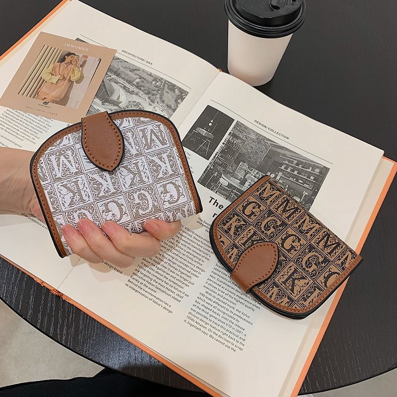 Ví Ngắn Đựng Thẻ / Tiền Xu In Hình Bán Nguyệt Đơn Giản Chất Lượng Cao Phong Cách Retro Mới