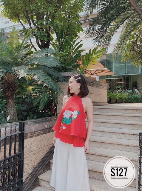 Bigsize Set yếm thêu hoa S127