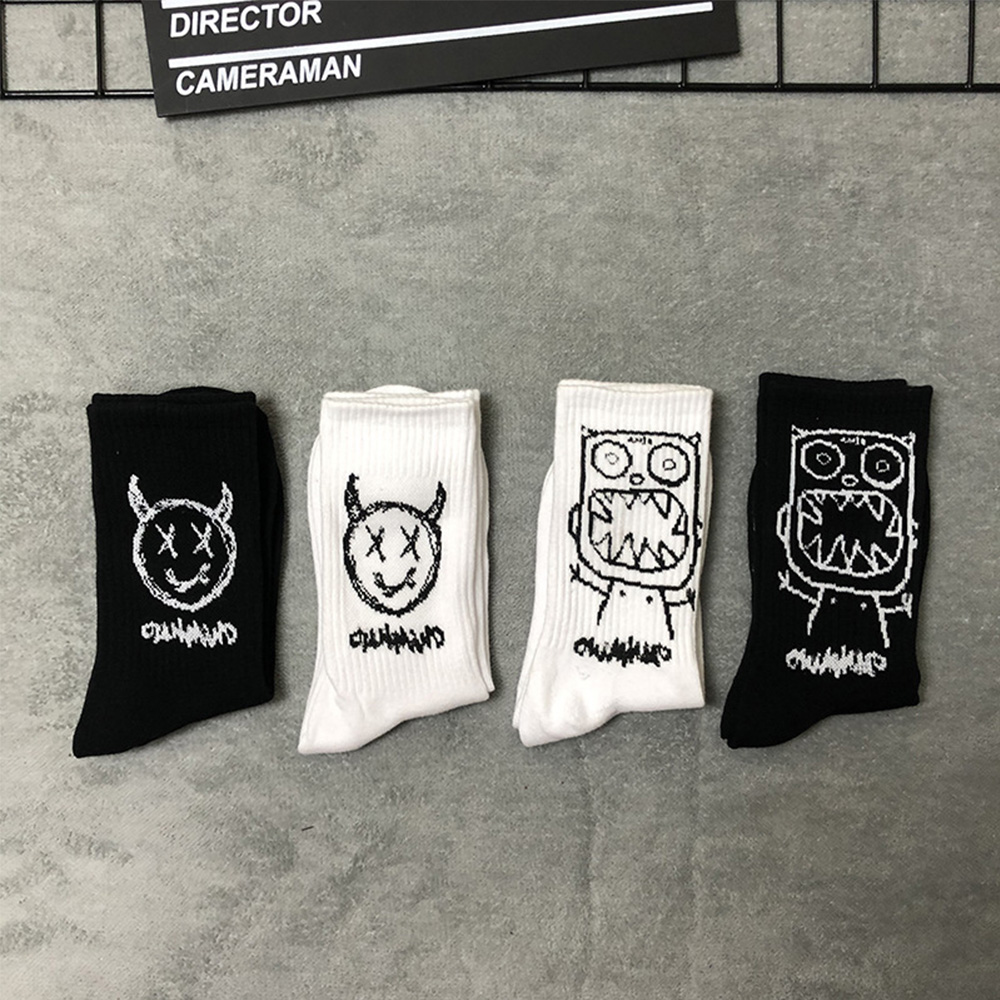 Vớ Cotton Cổ Cao Có In Hình Nhiều Màu Sắc Đầy Cá Tính