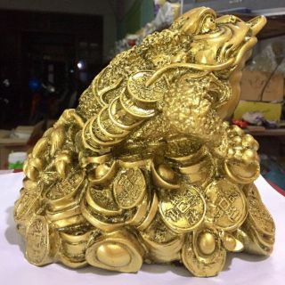 Tượng đá thờ cúng cóc tiền lớn màu đồng