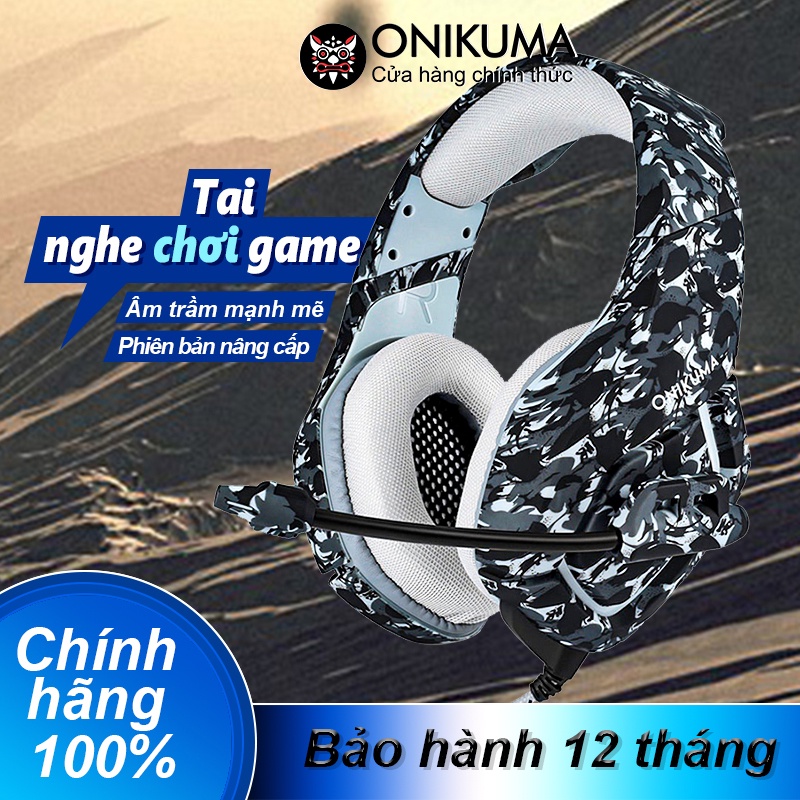 Tai nghe chơi game âm thanh nổi gắn trên đầu màu xám ONIKUMA K1B có micrô