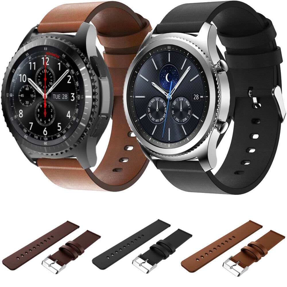 Dây Đeo Bằng Da Thật 46mm Cho Đồng Hồ Thông Minh Samsung Gear S3 Frontier / Classic