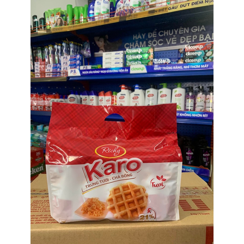 Bánh Karo richy trứng tươi chà bông sợi thịt gà gói 156g