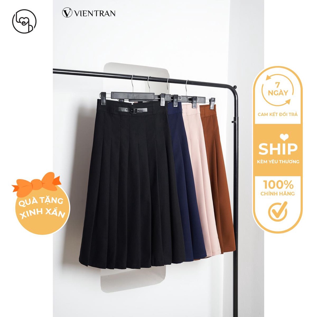 Chân váy xòe chiết ly cạp trang trí by LEH V62L21Q005