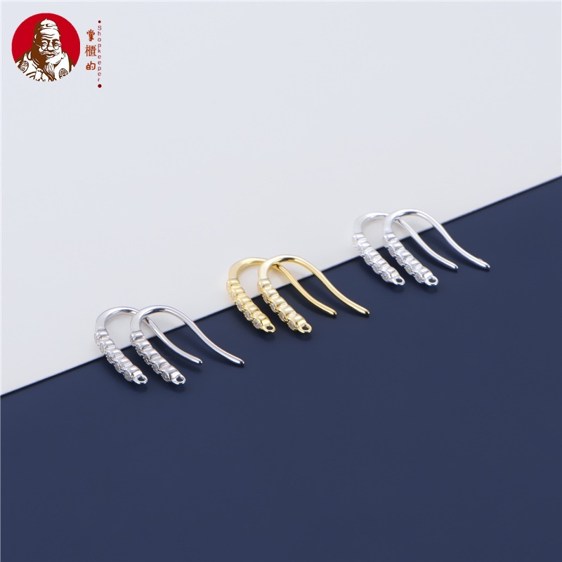 Bông Tai Mạ Vàng / Bạc 925 Đính Đá Hổ Phách Thủ Công DIY