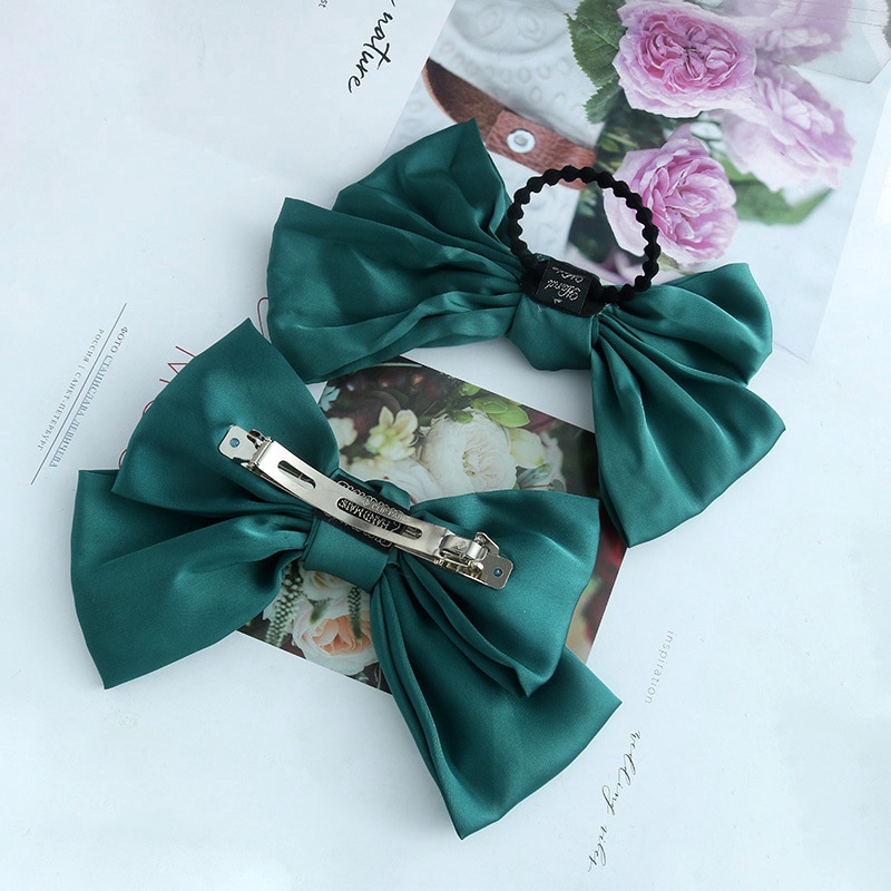 Kẹp tóc trang trí nơ satin thanh lịch xinh xắn