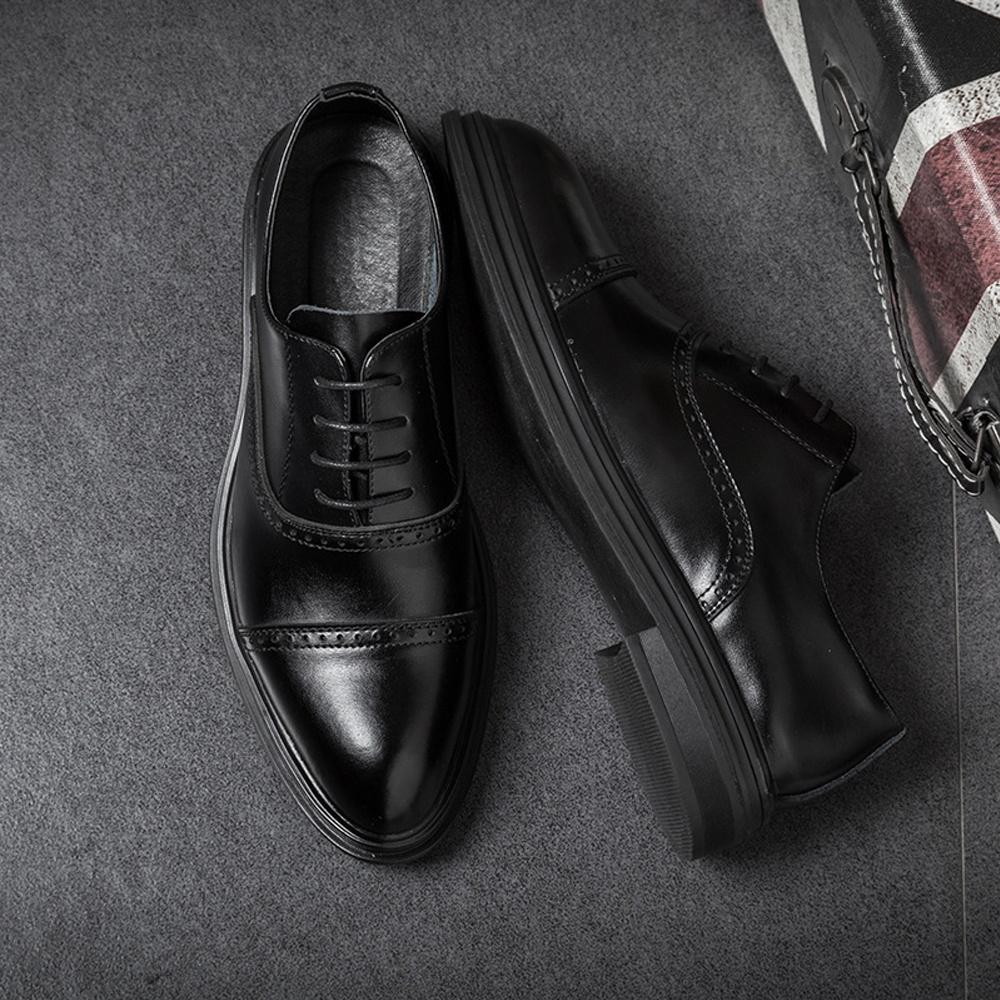 Giày Tây Oxford Nam Công Sở TIBAS Da Bò Nguyên Tấm, Đế Cao 4cm Lịch Lãm, Sang Trọng