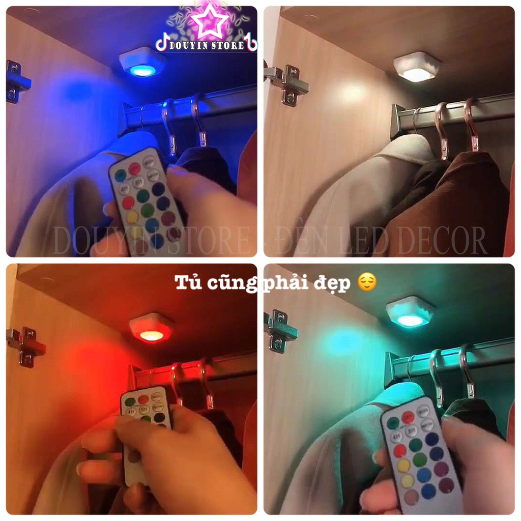 ?? Đèn Led Gắn Tủ Decor Kệ Trưng Bày Mô Hình Đa Năng Có Điều Khiển Từ Xa Đèn Dán Tường Dán Tủ Quần Áo