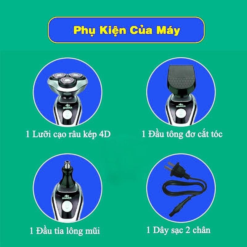 Máy cạo râu đa năng mini bỏ túi cao cấp cho nam SHAVER 4D, SK1588, Máy Cạo, Tỉa Lông Kiêm Tông Đơ