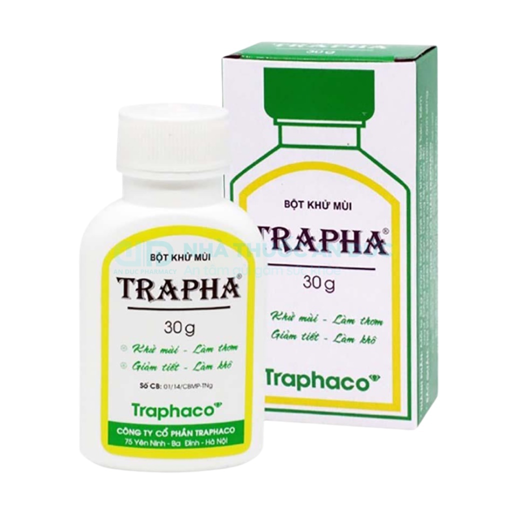 Khử Mùi Hôi Chân, Hôi Nách TRAPHA – Giúp Giữ Đôi Chân Và Nách Luôn Khô Thoáng Thoải Mái, Hộp 30g – Nhà Thuốc An Đức