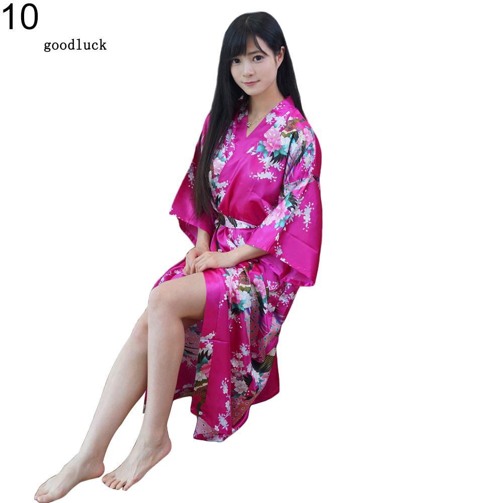 Áo choàng ngủ dài in hoa kiểu kimono đẹp mắt cho nữ | BigBuy360 - bigbuy360.vn