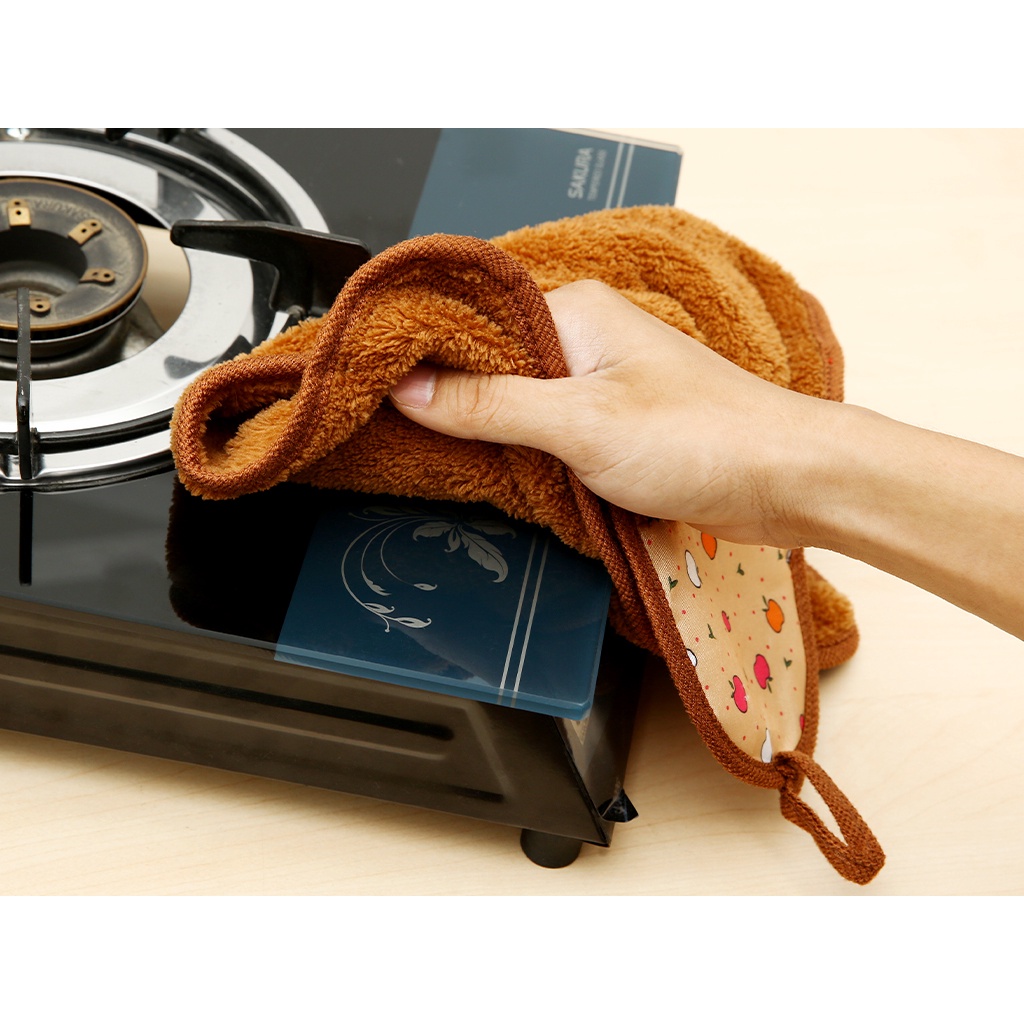 Combo 3 khăn lau tay nhà bếp có móc treo tiện lợi hàng đẹp loại 1 dài ~40cm