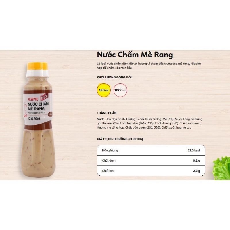Nước xốt, nước chấm mè rang KEWPIE trộn salad