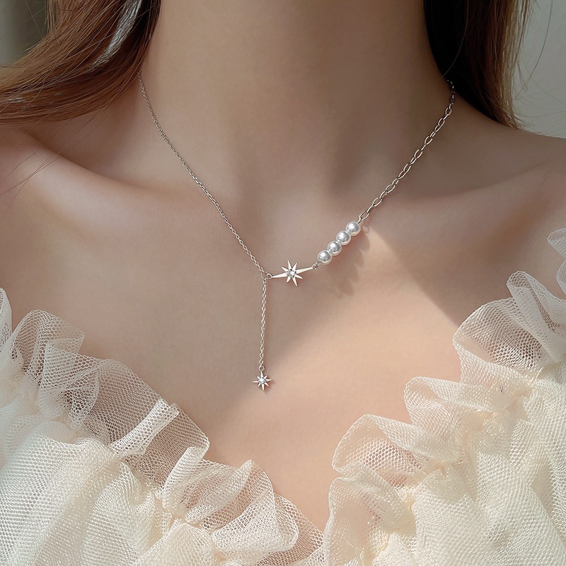 Vòng cổ Mạ BạC 925 ĐíNh NgọC Trai Giả Xinh