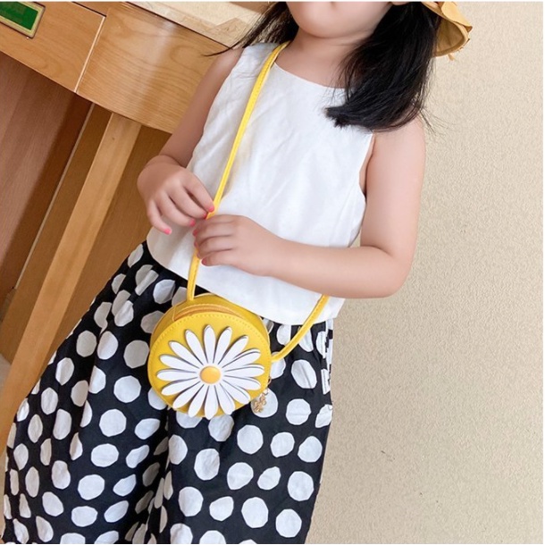 Túi đeo chéo mini cho bé trai bé gái Hạ Băng Designs, túi xách mini trẻ em đựng tiền điện thoại - Hoa Cúc