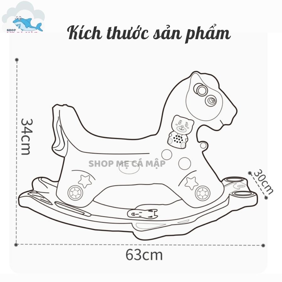 Ngựa bập bênh cho bé Pakey Simple SALE RẺ NHẤT sẵn 2 màu cho bé yêu