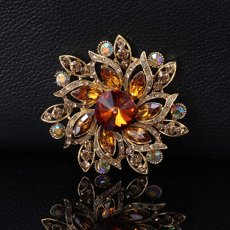Ghim cài áo hình hoa đính đá pha lê thời trang dành cho nữ