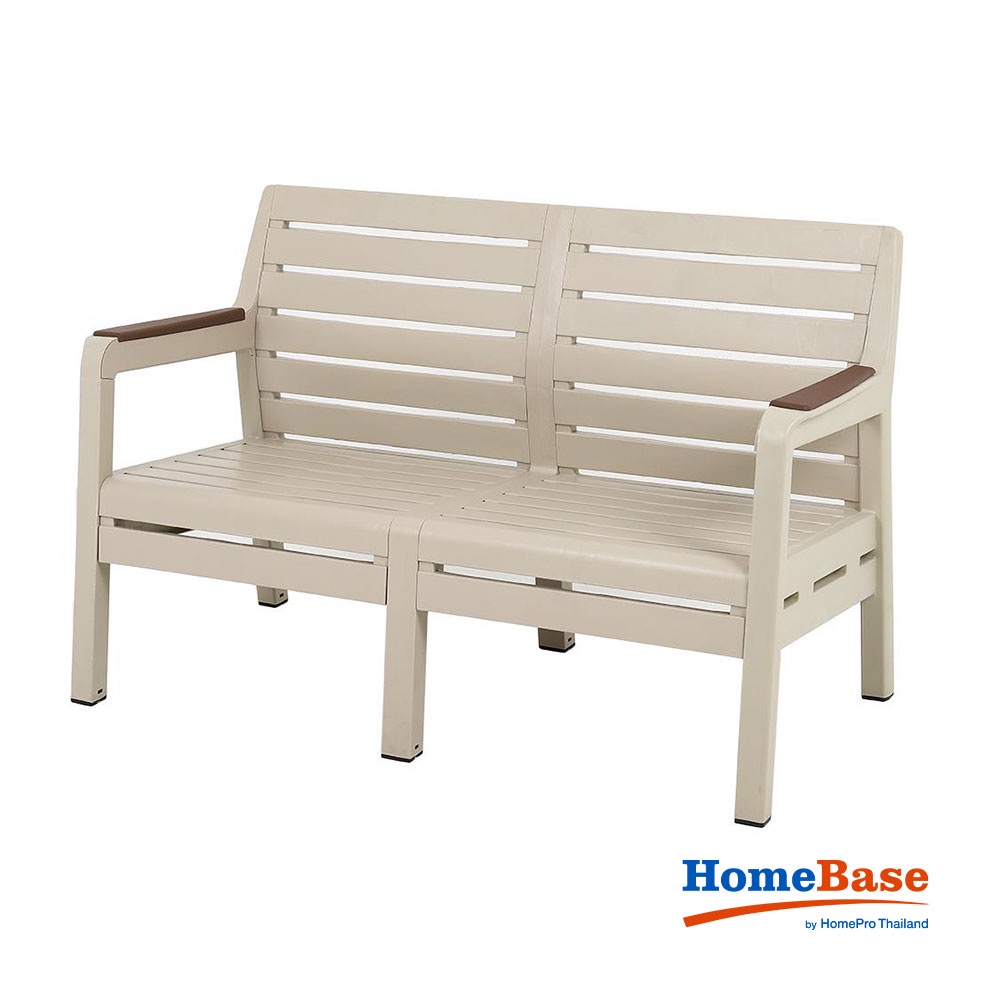 HomeBase SPRING Ghế băng dài 2 chỗ bằng nhựa Thái Lan W125xH79,1xD65,5cm màu kem