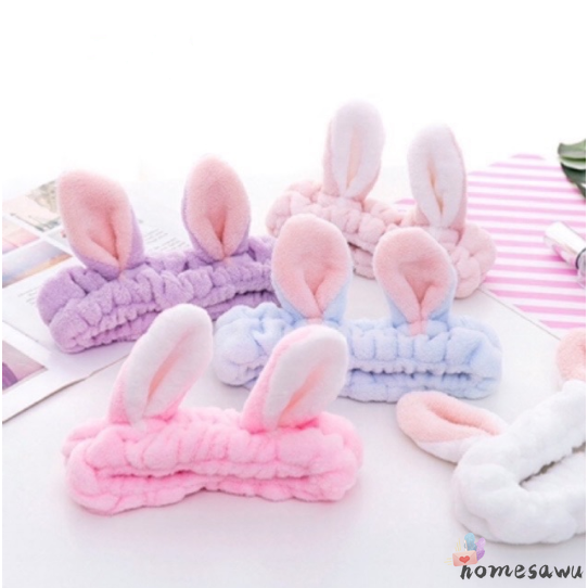 【HSU】Băng Đô Cotton Tai Thỏ Co Giãn Thời Trang Cho Nữ