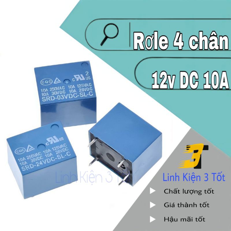 Relay Rơ Le 4 chân SRD 12v DC 10A