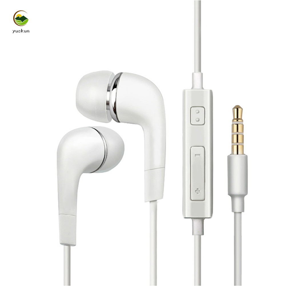 【YUKV】White Color Earphone With Microphone Control Wired